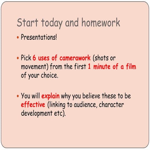 Introduction to camera work