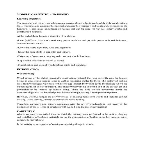 Introduction to carpentry and joinery | PDF