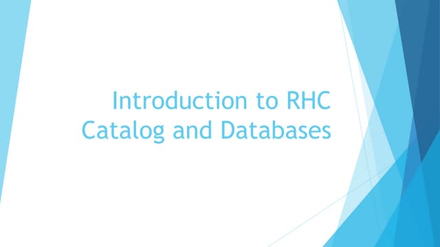 Introduction to catalog and databases