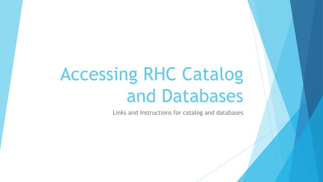 Introduction to catalog and databases