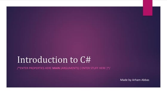 Introduction to c first week slides