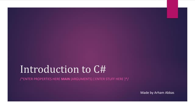 Introduction to c first week slides