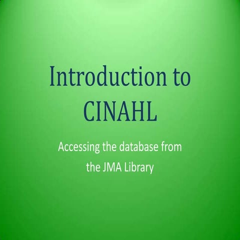 Cinahl basics | PPTX