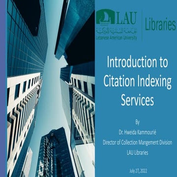 Introduction to Citation Indexing Services