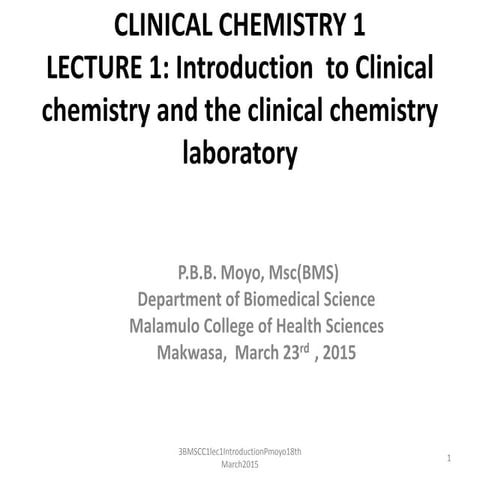 Introduction to clinical chemistry