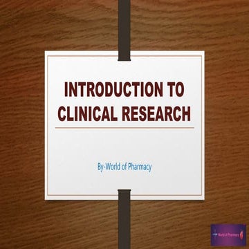 Introduction to clinical research | B.Pharm 