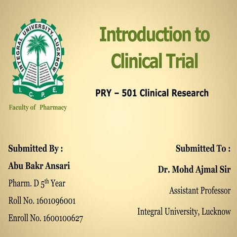 Introduction to clinical trial | PPTX