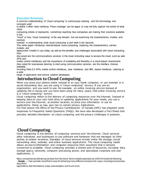Introduction to cloud computing