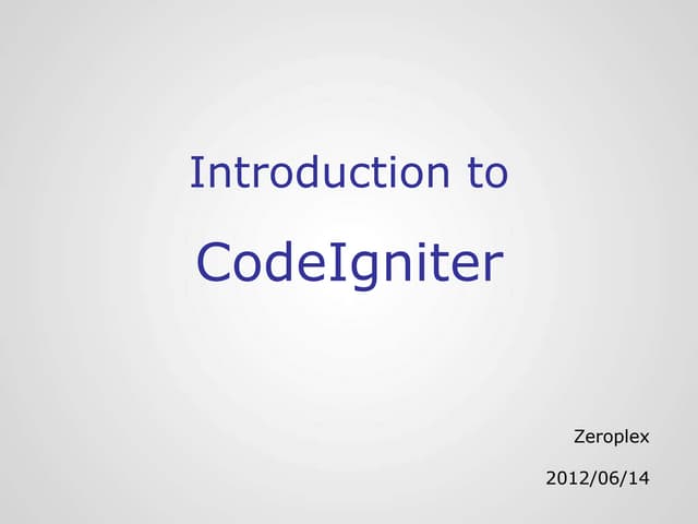 Introduction to Codeigniter 