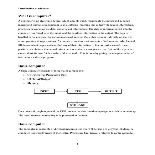 Introduction to computer | PDF