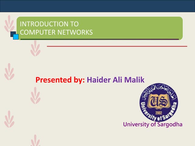 Introduction to computer networks