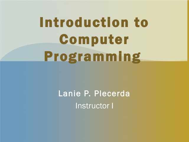Introduction to computer programming