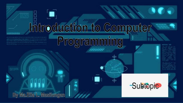 Introduction to computer programming | PPT