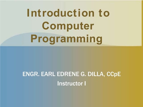 Introduction to computer programming | PPT