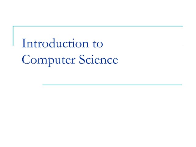 Introduction to computer sciences