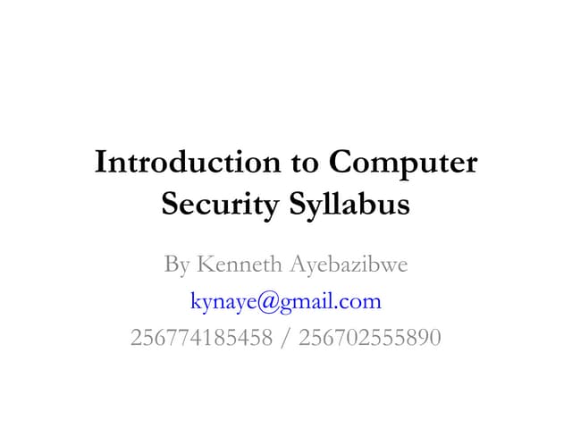 Introduction to computer security syllabus
