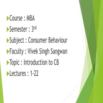 Unit 1 Introduction to Consumer Behavior 