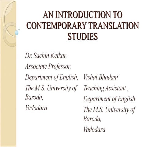 Introduction to contemporary translation studies