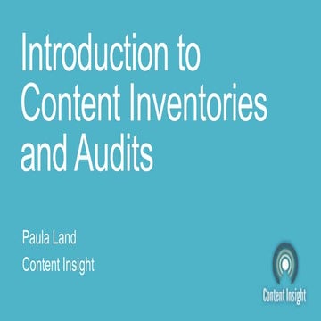 Introduction to Content Inventories and Audits