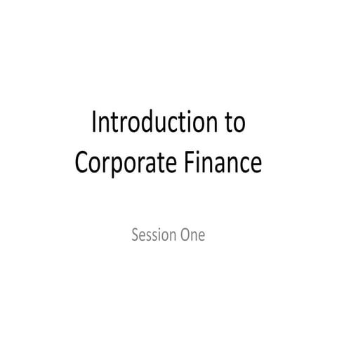 Introduction to Corporate Finance