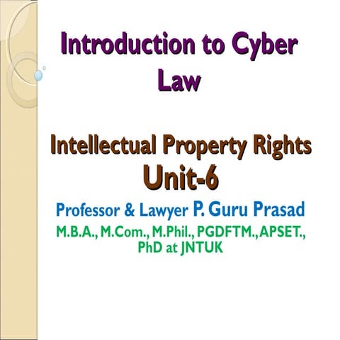 Introduction to cyber law. 