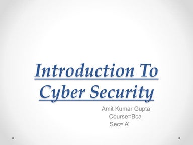 Introduction to cyber security