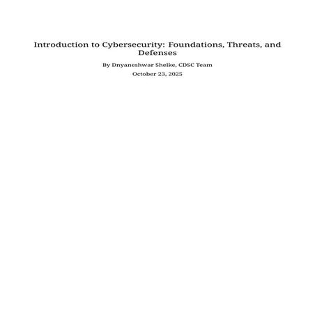 Introduction to Cybersecurity and a remote guide