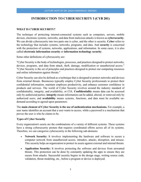 Introduction to cyber security i