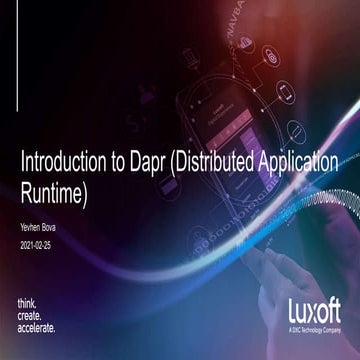Eugene Bova "Dapr (Distributed Application Runtime) in a Microservices ...