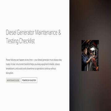 Introduction to Diesel Generator Maintenance and Testing Checklist with ...