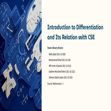Introduction to Differentiation and Its Relation with CSE | PDF