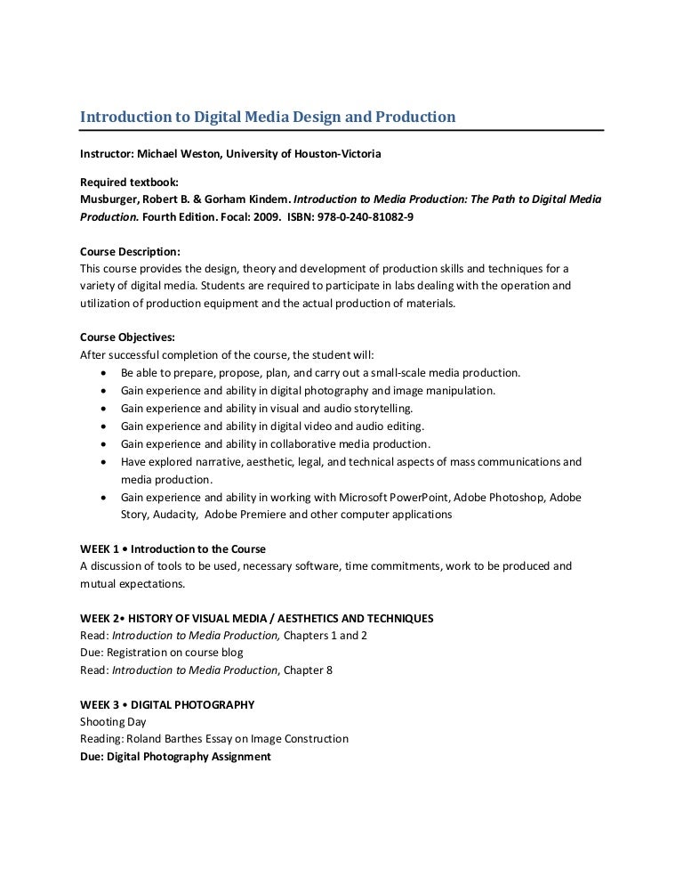 Introduction to digital media design and production