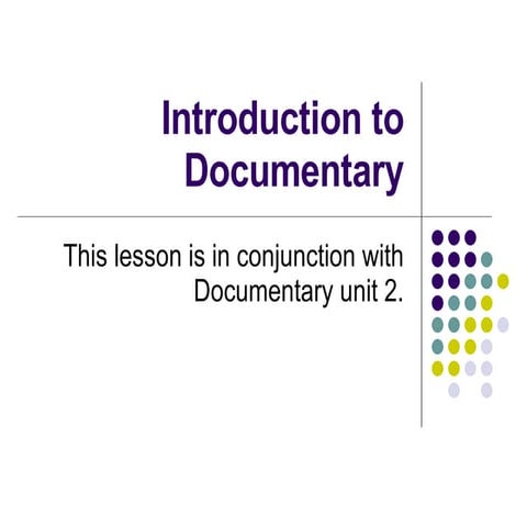 Introduction To Documentary.Ocr National