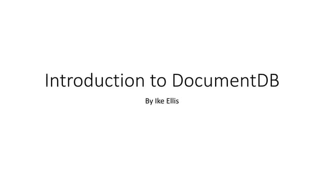 Introduction to Azure DocumentDB