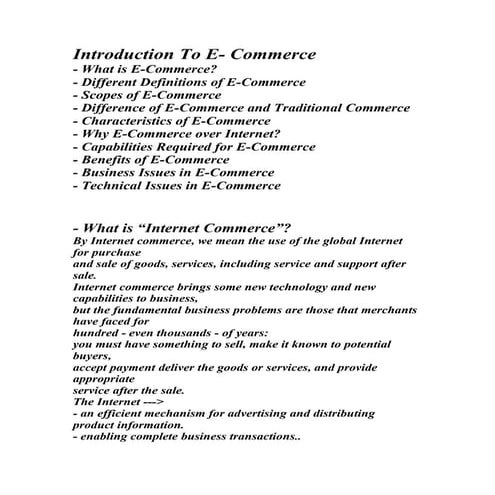 Introduction to e commerce | PPT