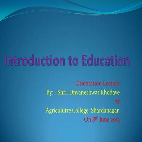 Introduction to education