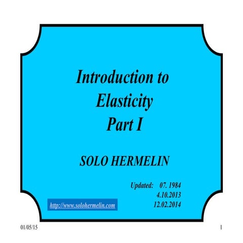 Introduction To Elasticity Part I Ppt