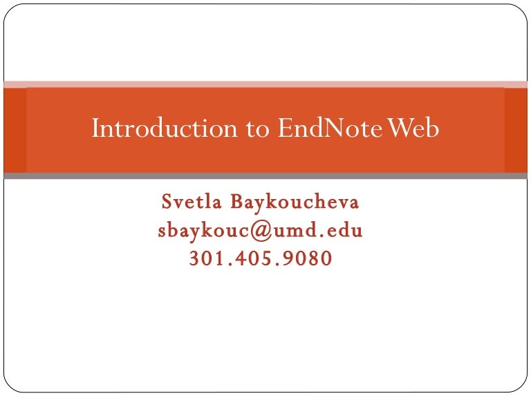 endnote web endnote web