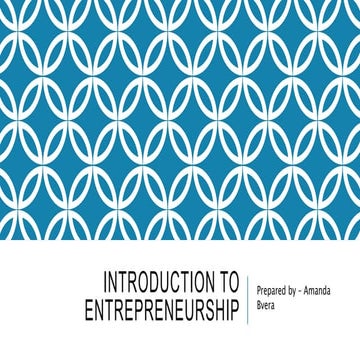 Introduction to entrepreneurship