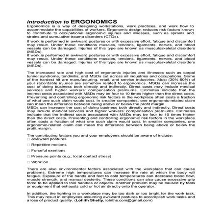 Introduction to Ergonomics