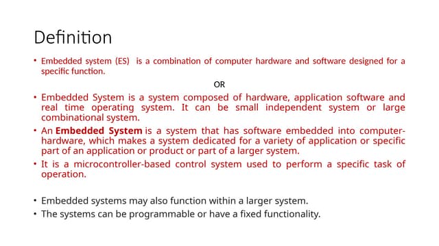 Introduction to Embedded system with its definition and applications