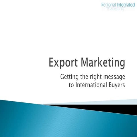 Introduction To Export Marketing