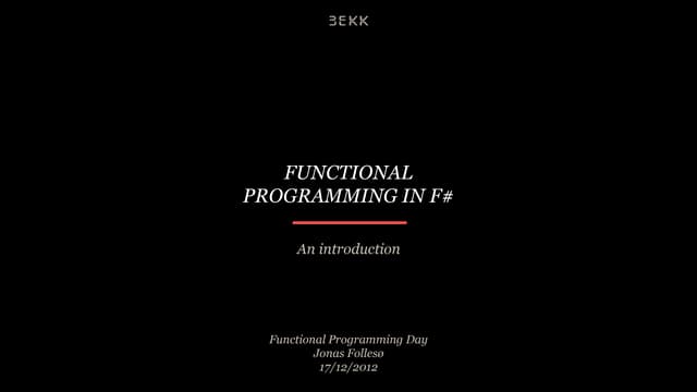 Introduction to F#