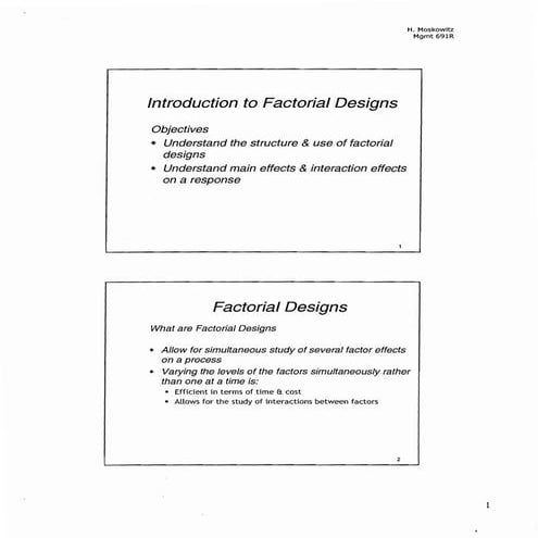 Introduction to factorial designs