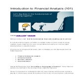 Introduction to financial analysis (101)