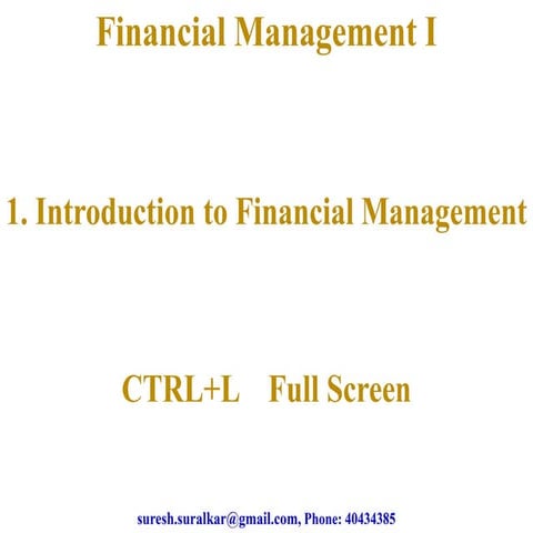 Introduction to financial management
