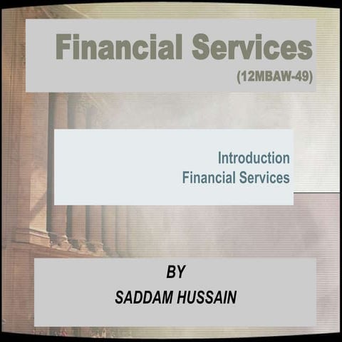 Introduction to financial services