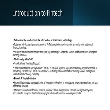 Introduction to Fintech for management students