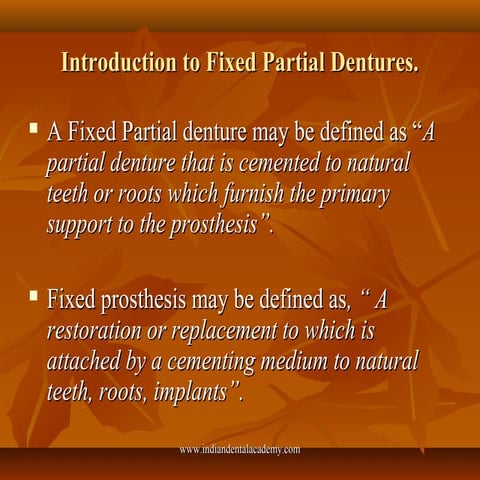 Introduction to fixed partial dentures/ online orthodontic courses