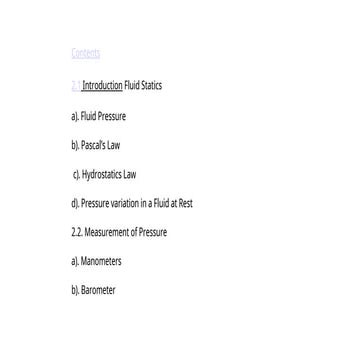 Fluid Mechanics - Fluid Pressure and its measurement | PPTX